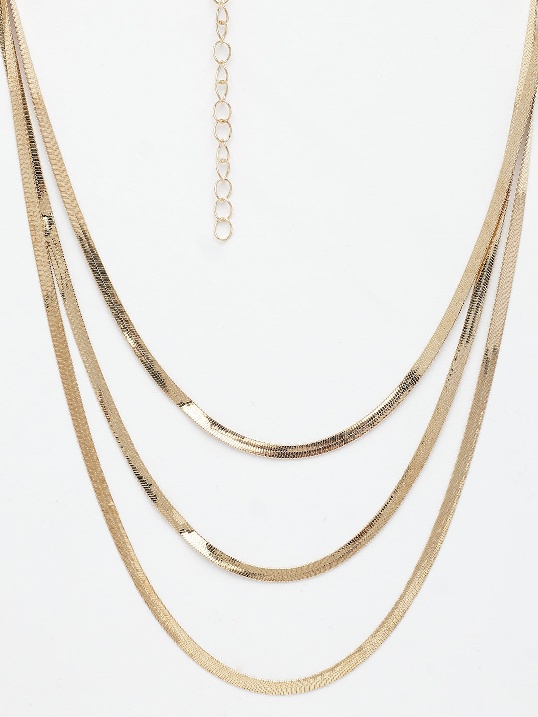 NVR Women's Gold-Polished Minimal Layered Chain 