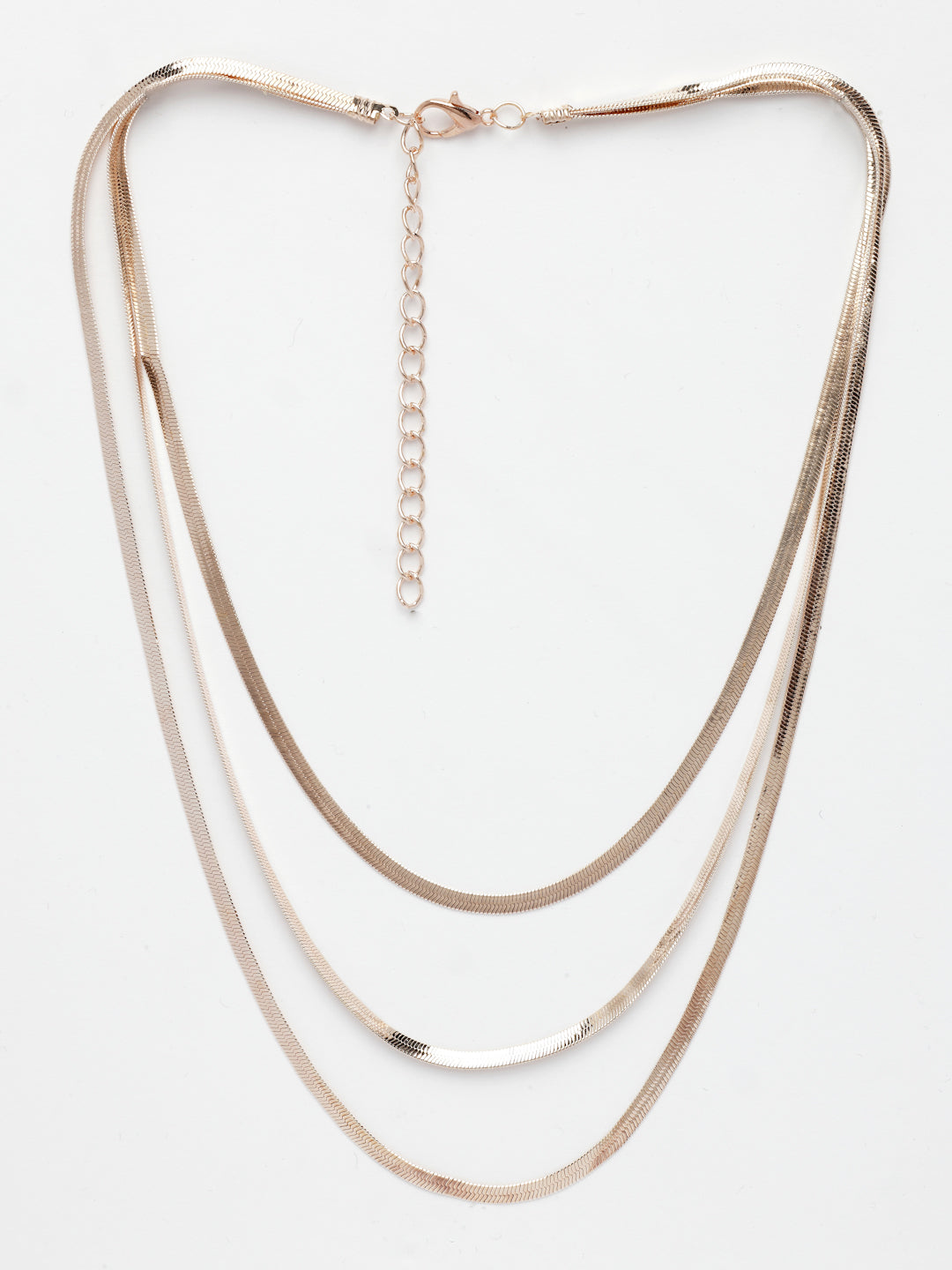 NVR Women's Rose Gold-Polished Minimal Layered Chain 