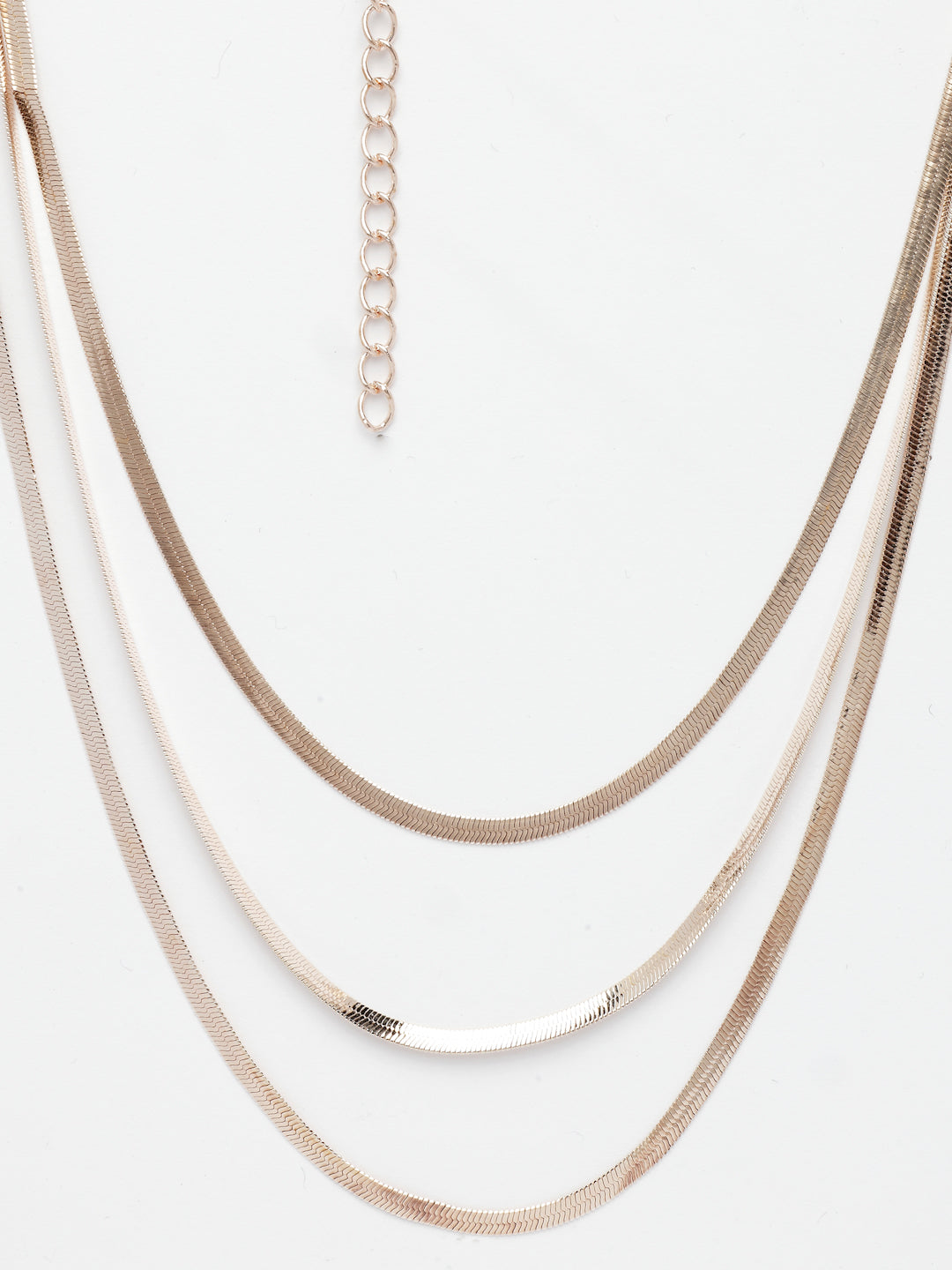 NVR Women's Rose Gold-Polished Minimal Layered Chain 