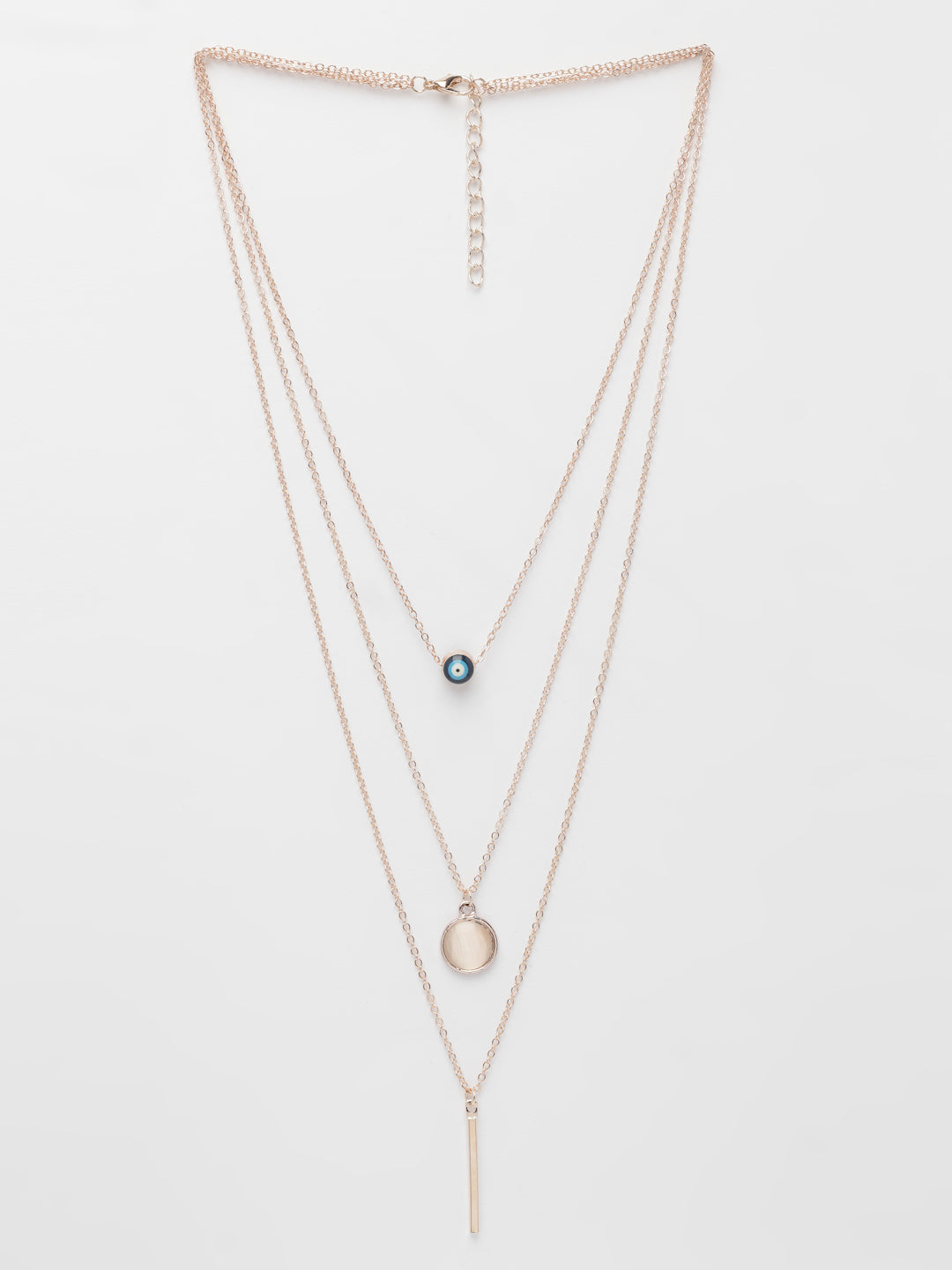NVR Women's Rose Gold-Polished Evil Eye Layered Chain 