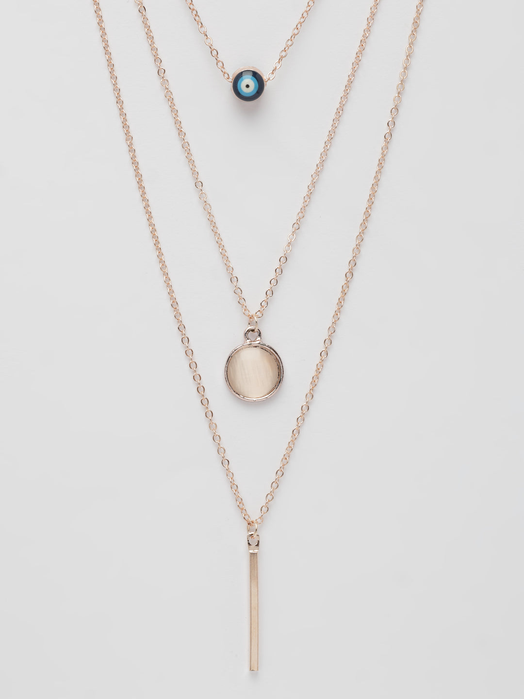 NVR Women's Rose Gold-Polished Evil Eye Layered Chain 