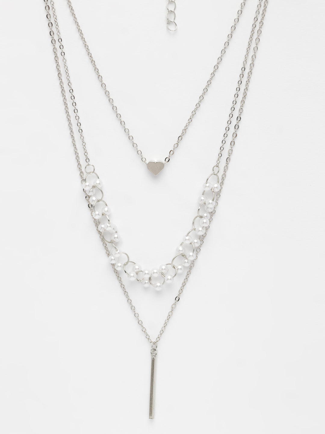 NVR Women's Silver-Plated Beaded Layered Chain 