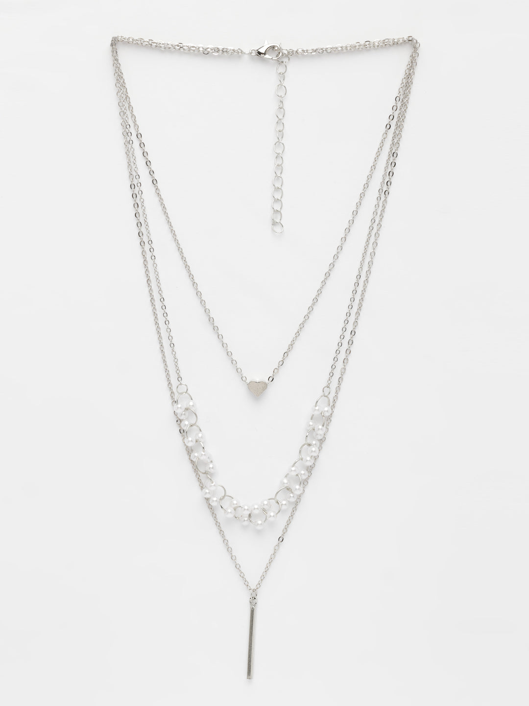 NVR Women's Silver-Plated Beaded Layered Chain 
