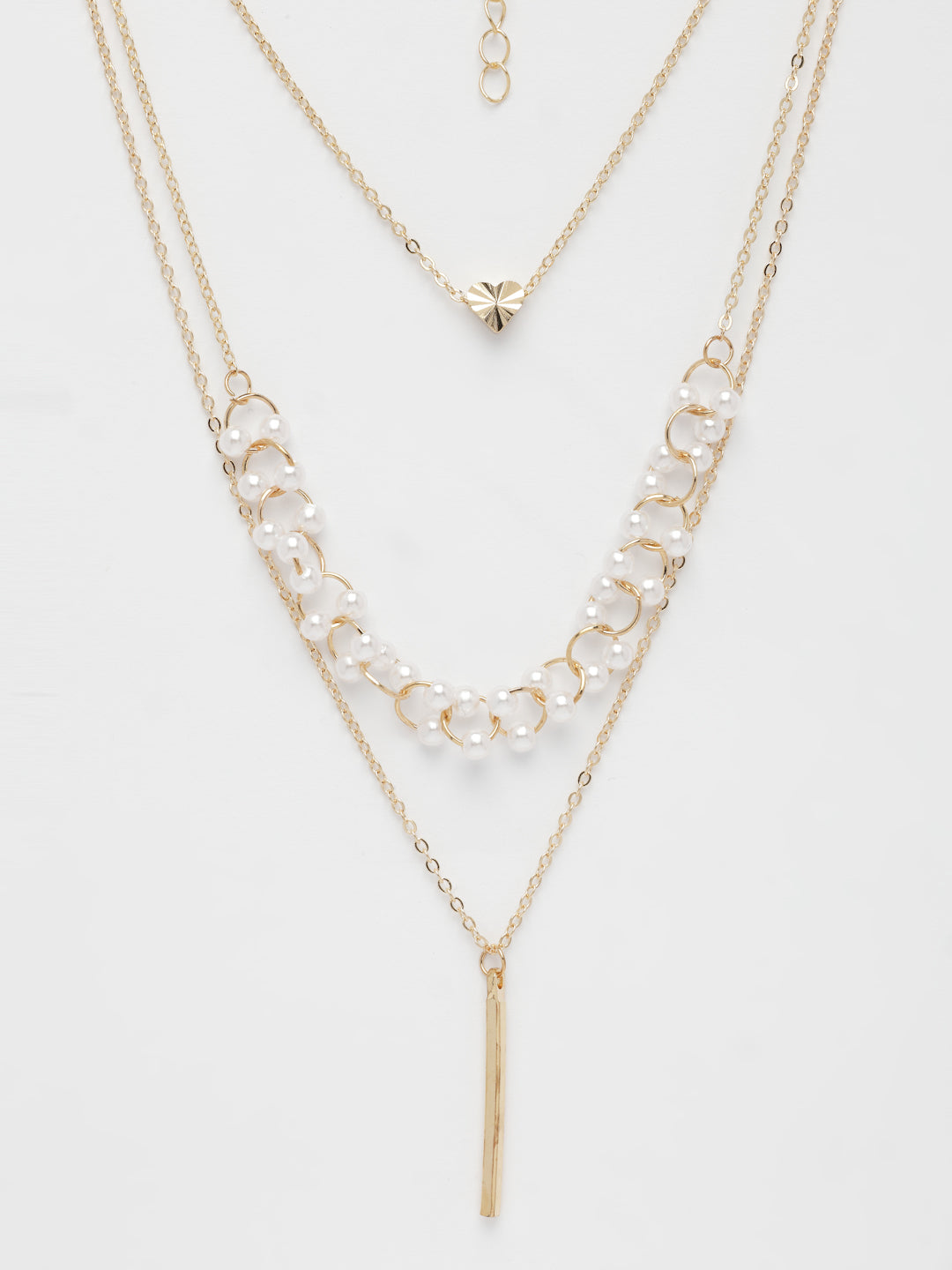 NVR Women's Gold-Polished Beaded Layered Chain 