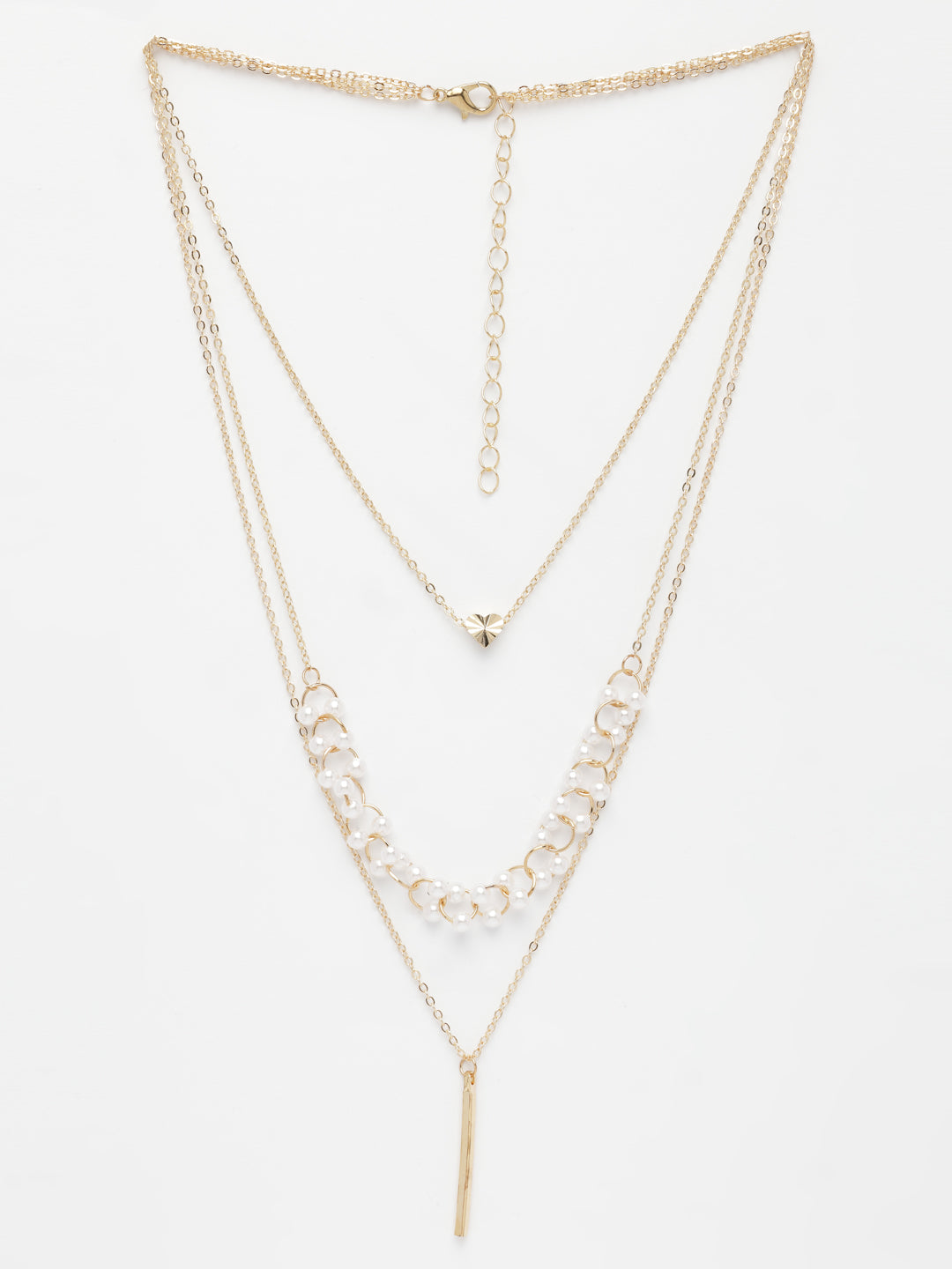 NVR Women's Gold-Polished Beaded Layered Chain 