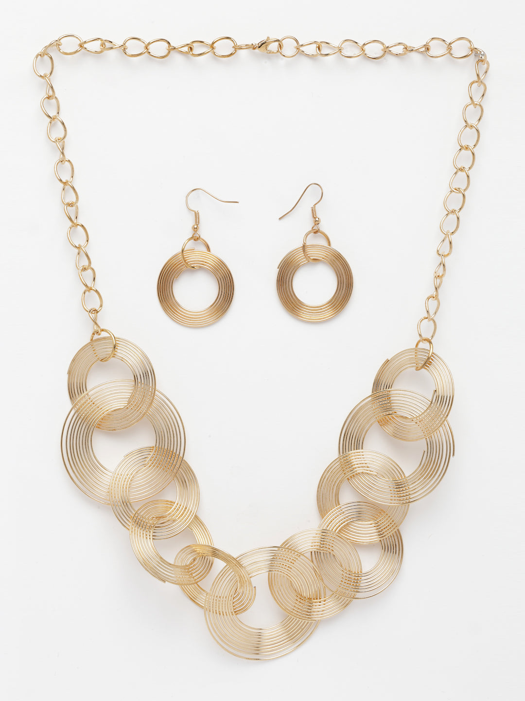 NVR Women's Gold-Polished Circular Shaped Jewellery set NR Retail-NVR