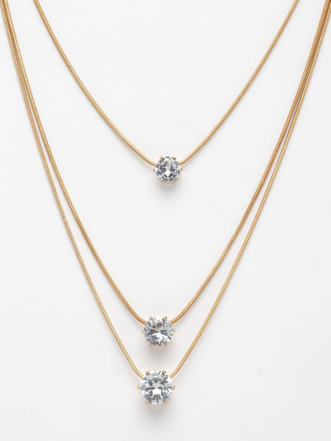 NVR Women's Gold-Polished Artificial Stones Layered Chain 