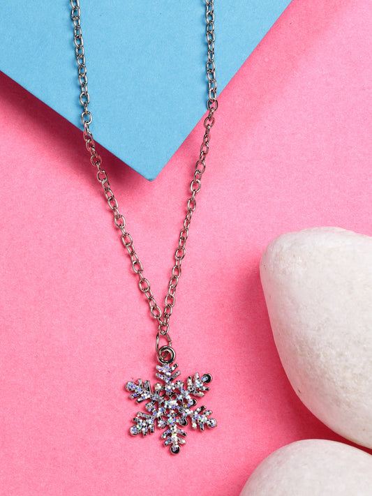 NVR Women's Silver-Plated Chain With Snowflake Pendant