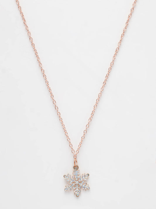NVR Women's Rose Gold-Polished Chain With Snowflake Pendant