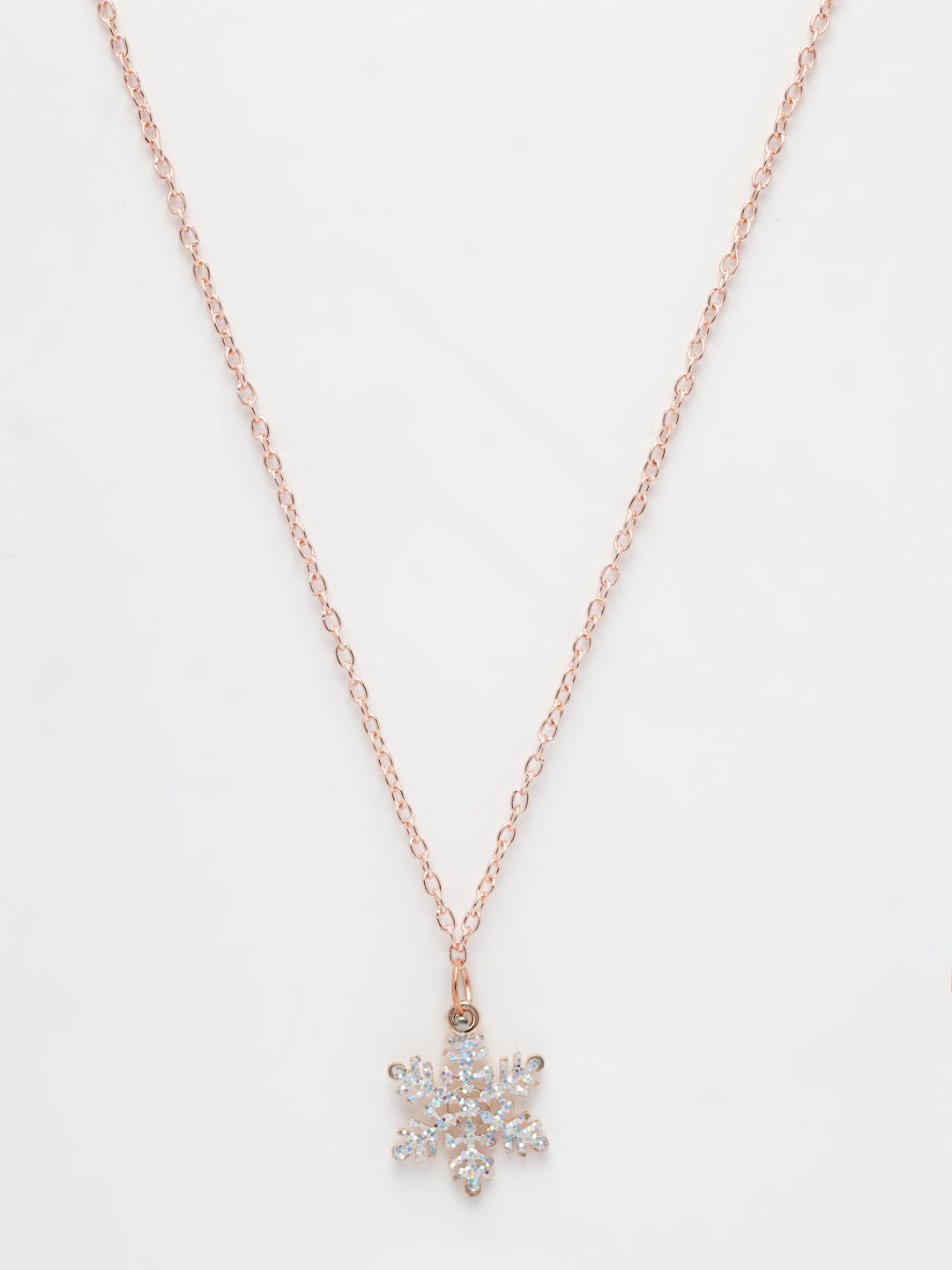 NVR Women's Rose Gold-Polished Chain With Snowflake Pendant 