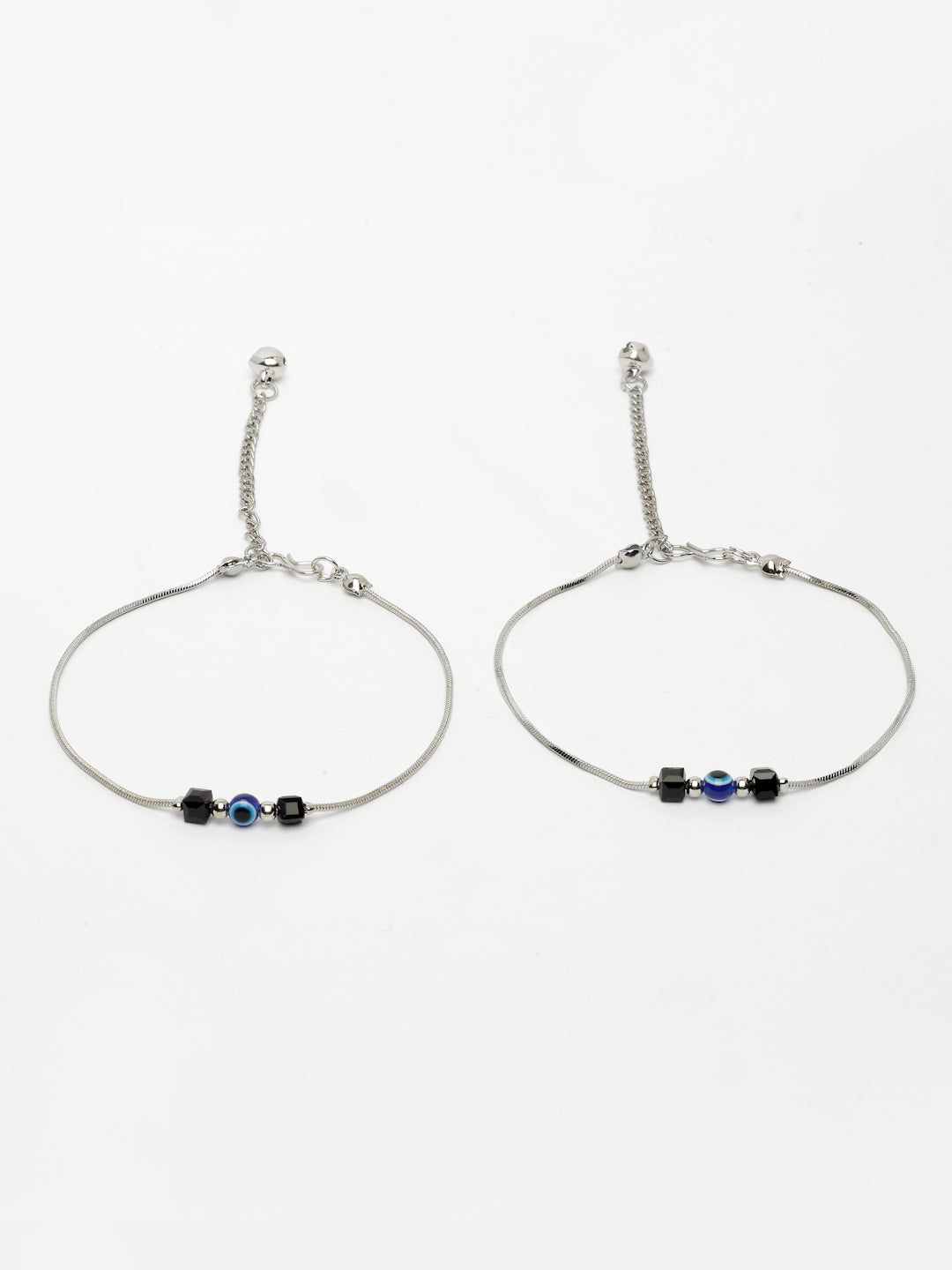 NVR Women's Silver-Plated Evil Eye Anklet 
