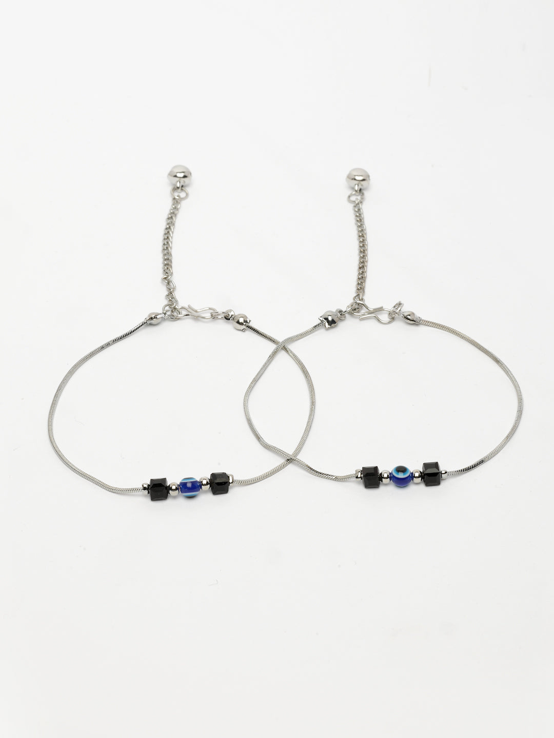 NVR Women's Silver-Plated Evil Eye Anklet 