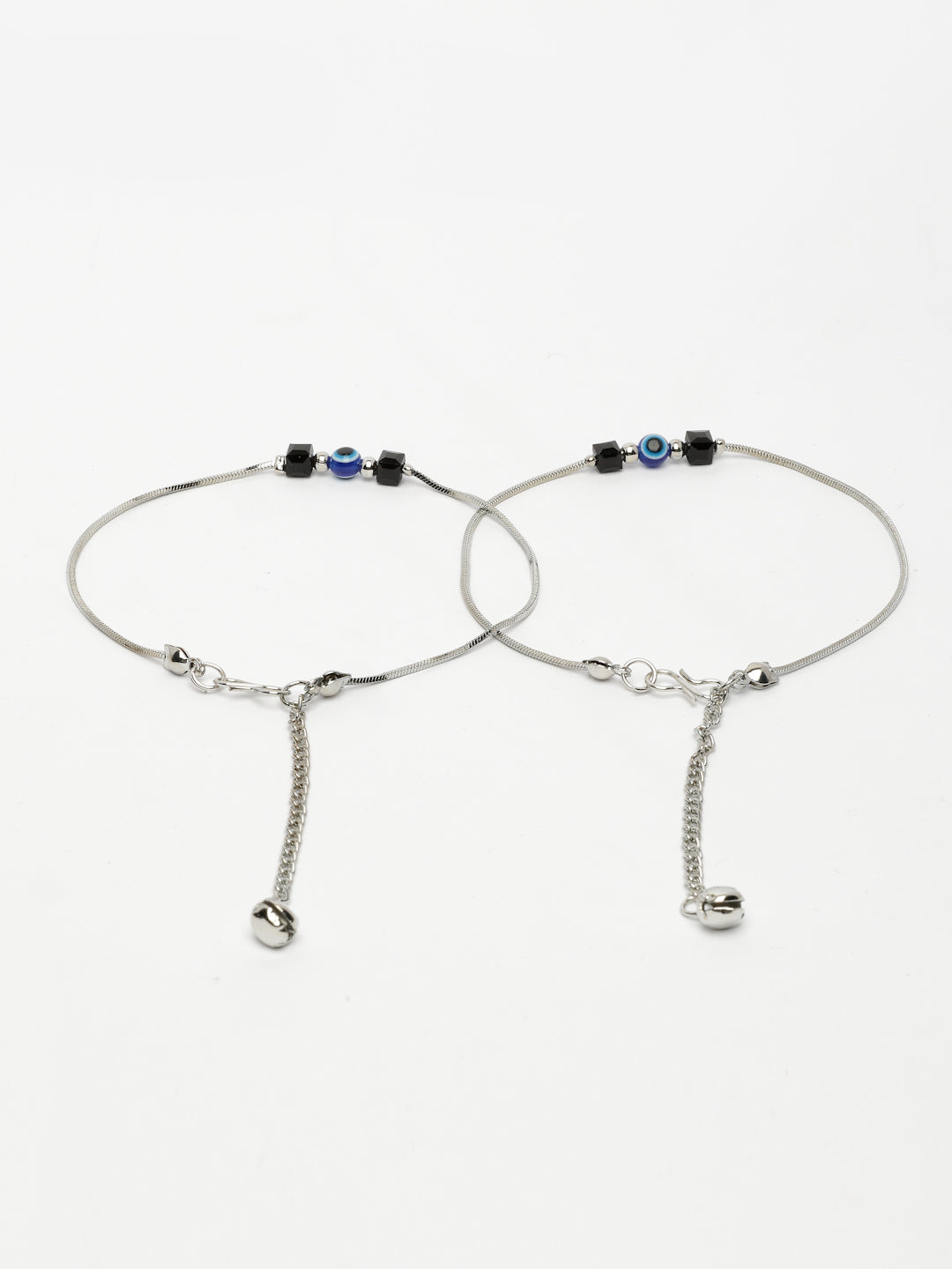 NVR Women's Silver-Plated Evil Eye Anklet 