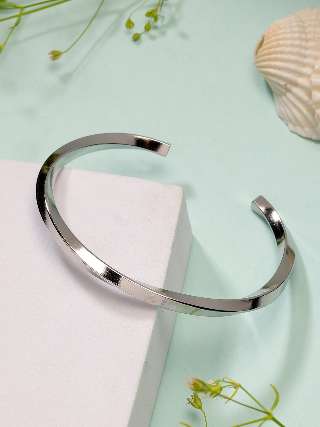 NVR Men's Silver-Plated Stainless Steel Cuff Bracelet | Grab2Buy