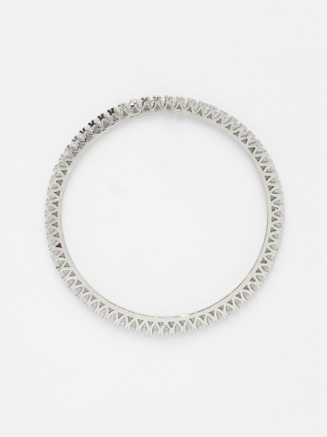 NVR Women's Set of 4 Silver-Plated Cubic Zirconia Stone Studded Bangles 