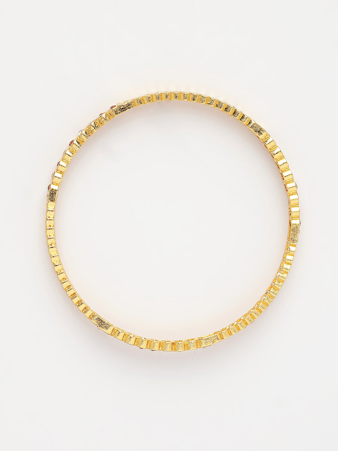 NVR Women's Set of 2 Gold-Polished Cubic Zirconia Stone Studded Bangles