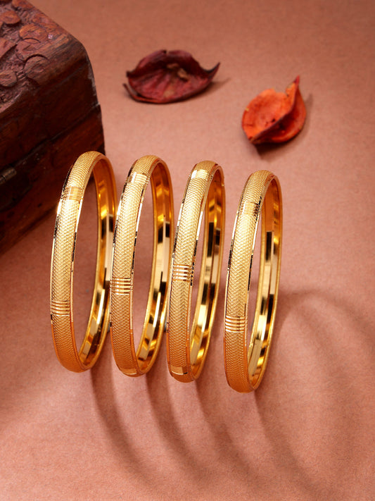 NVR Women's Set of 4 Gold-Polished Traditional Bangles | Grab2Buy