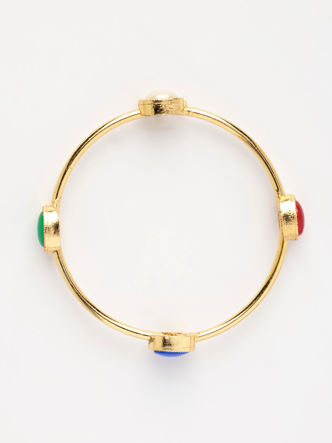 NVR Women's Set of 2 Gold-Polished Artificial Stone Studded Bangles 
