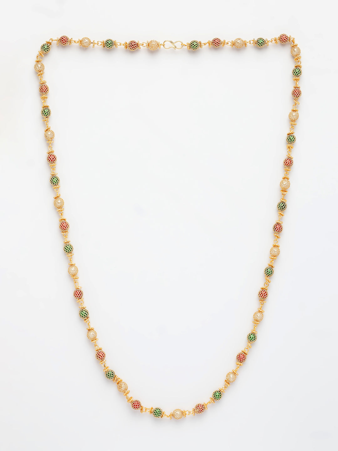 NVR Women's Multi color Gold-Polished Artificial Beads Chain 