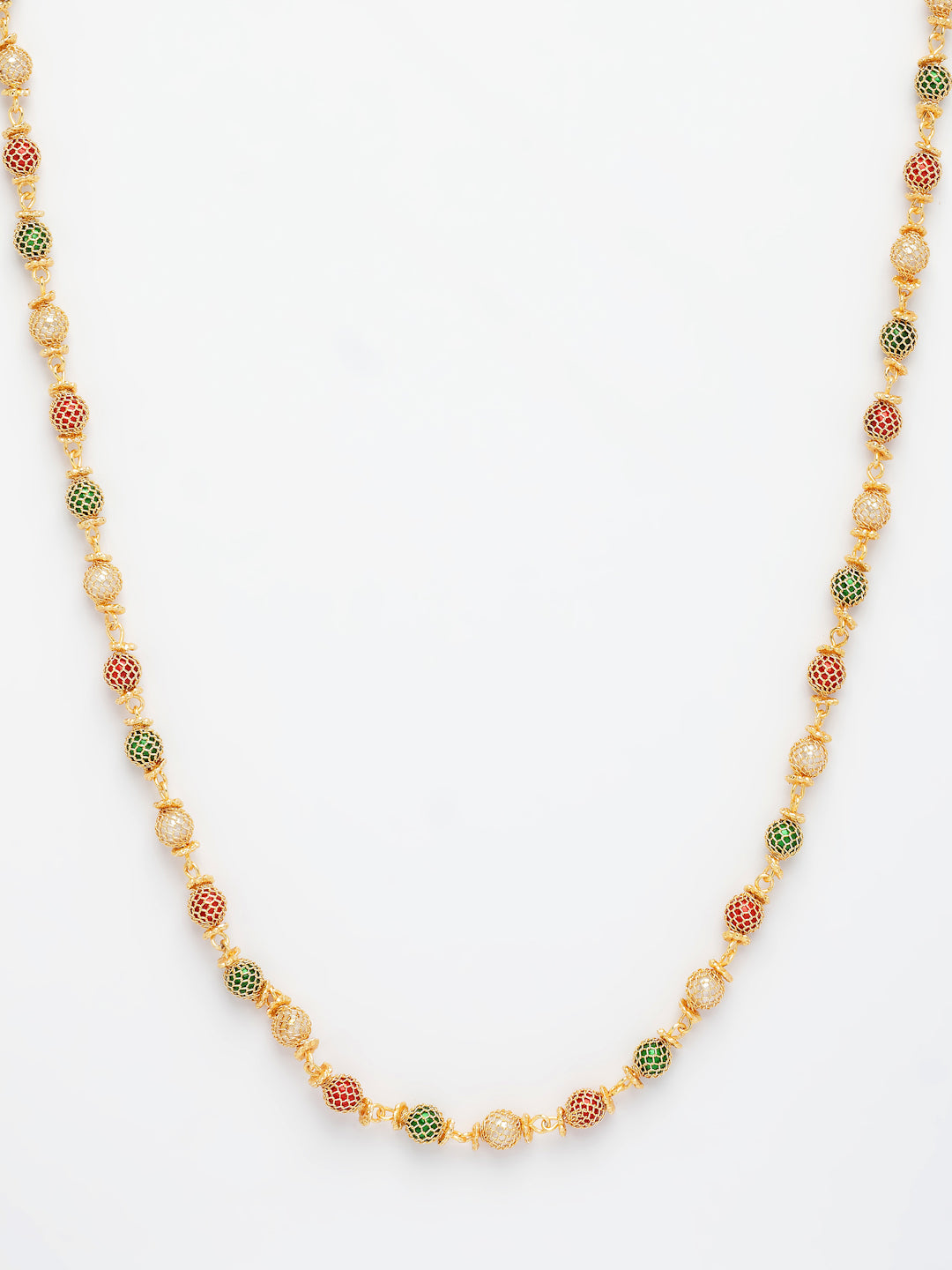 NVR Women's Multi color Gold-Polished Artificial Beads Chain 