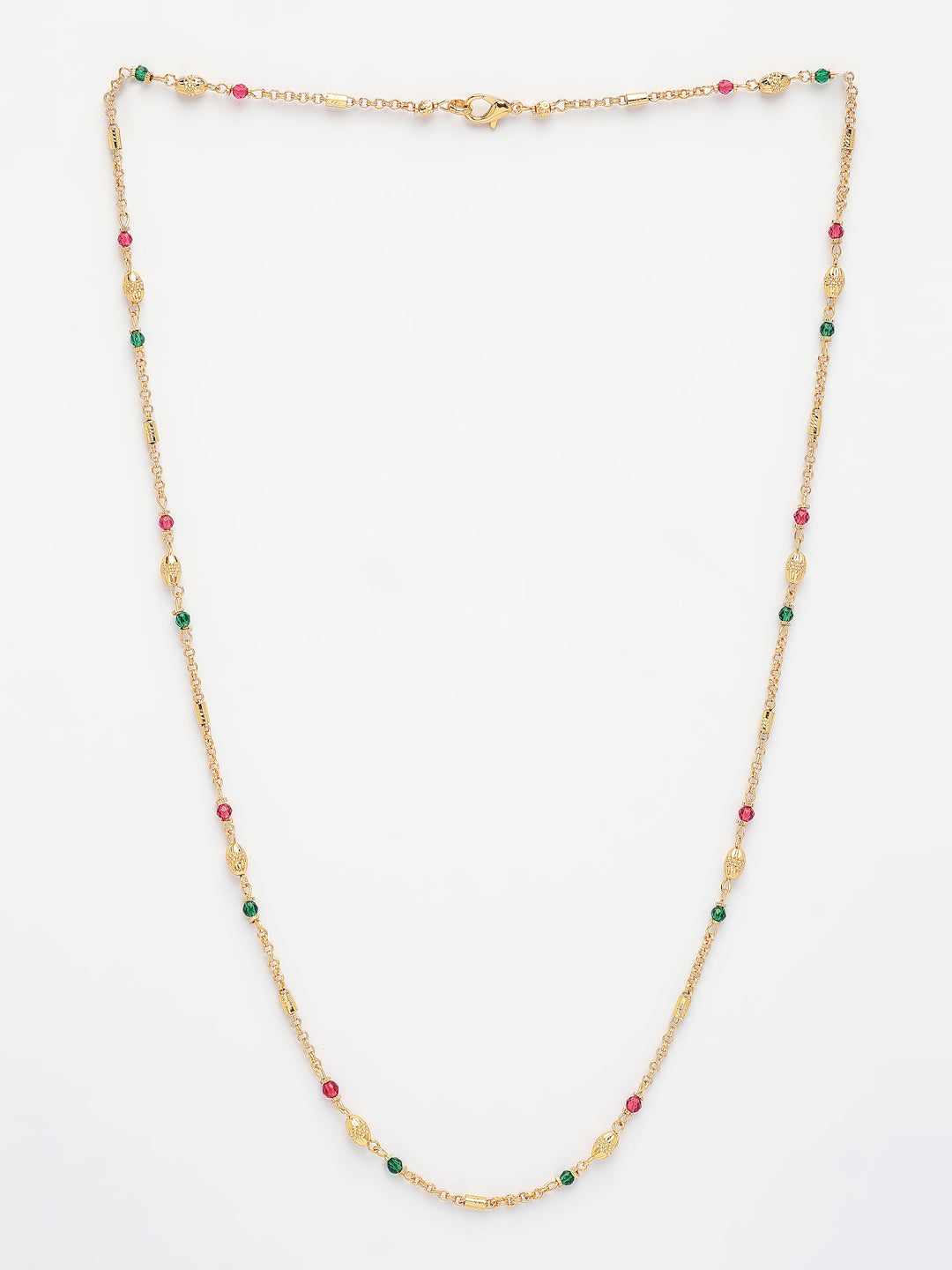 NVR Women's Gold-Polished Artificial Beads Minimal Chain 