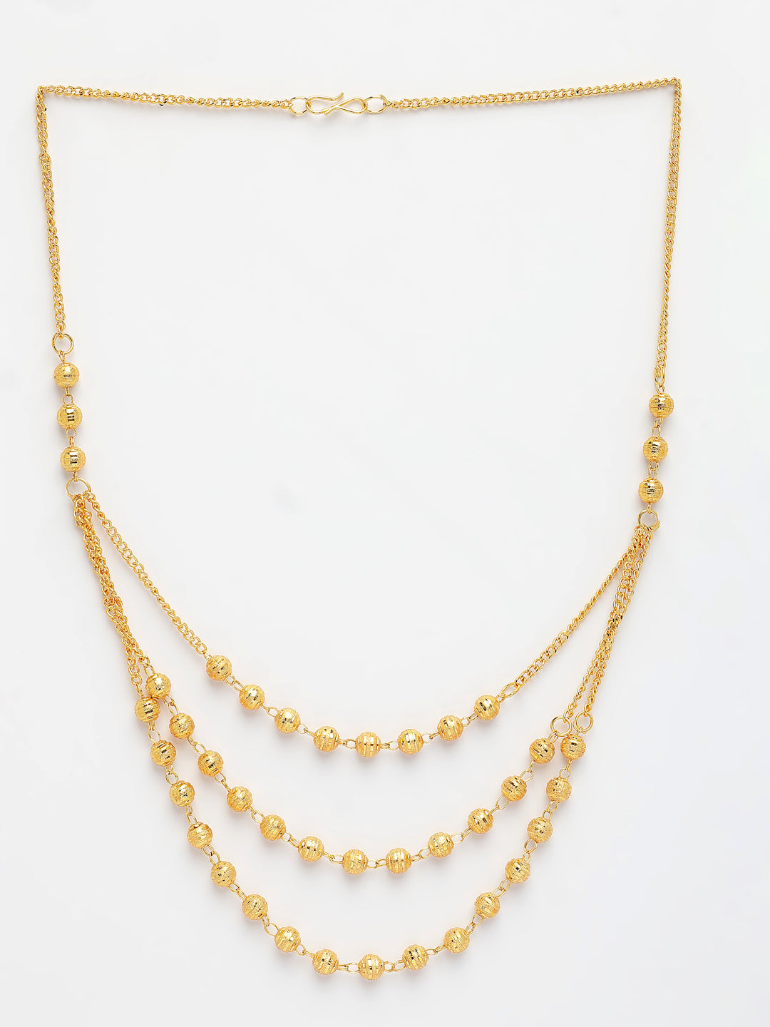 NVR Women's Gold-Polished Artificial Beads Layered Chain 
