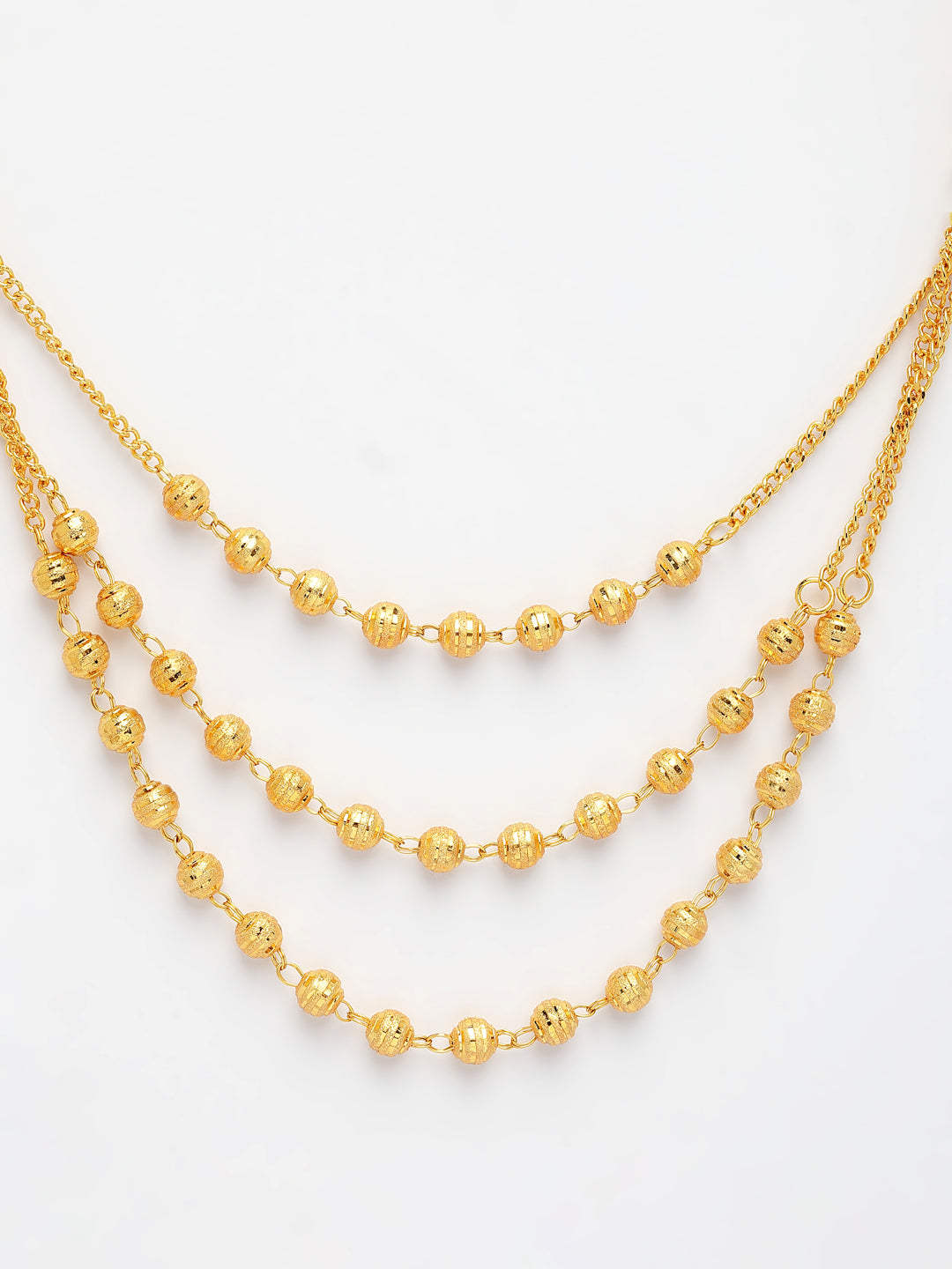 NVR Women's Gold-Polished Artificial Beads Layered Chain 