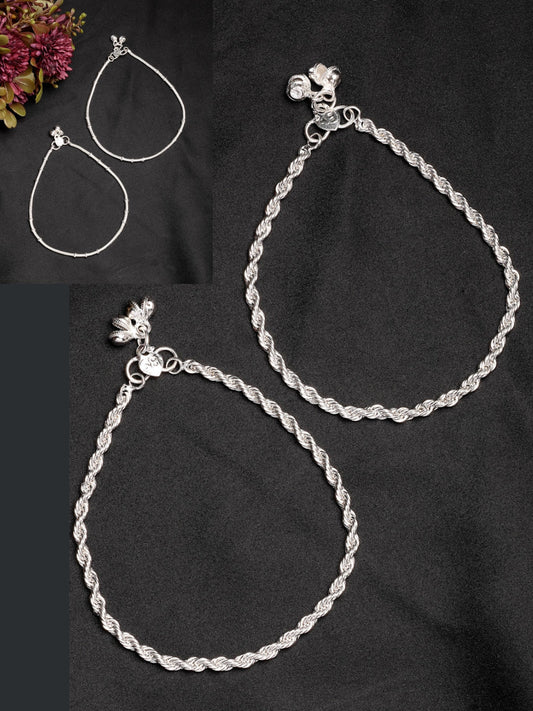 NVR Women's Pair of 2 Silver-Plated Anklets 
