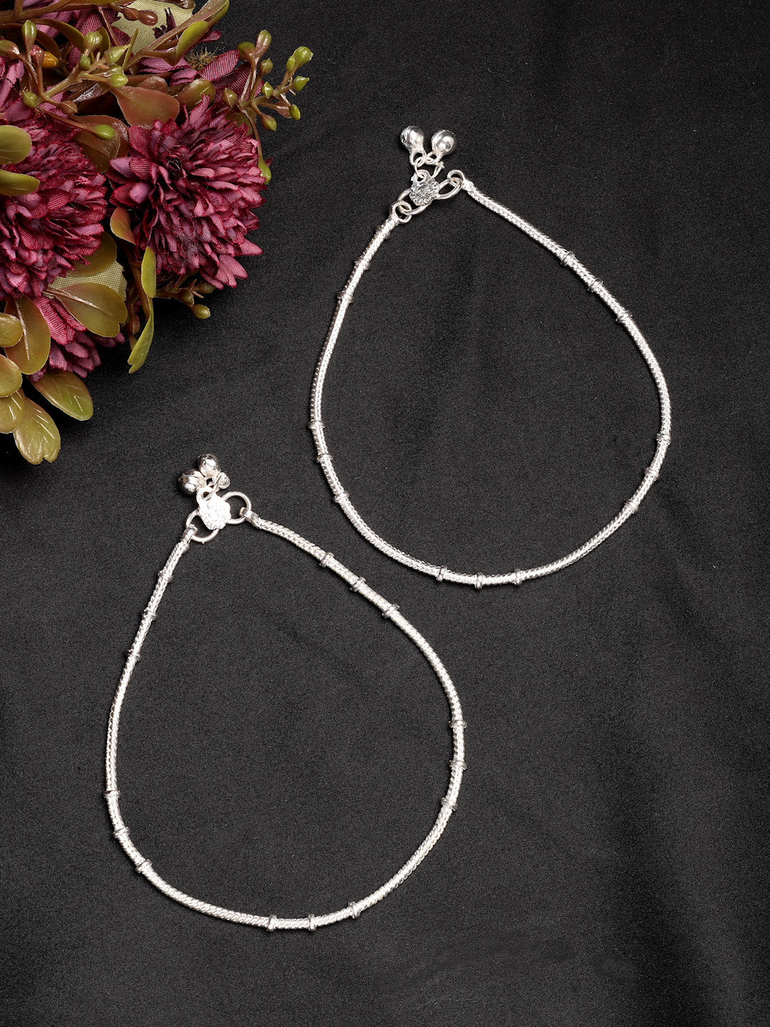 NVR Women's Pair of 2 Silver-Plated Anklets 