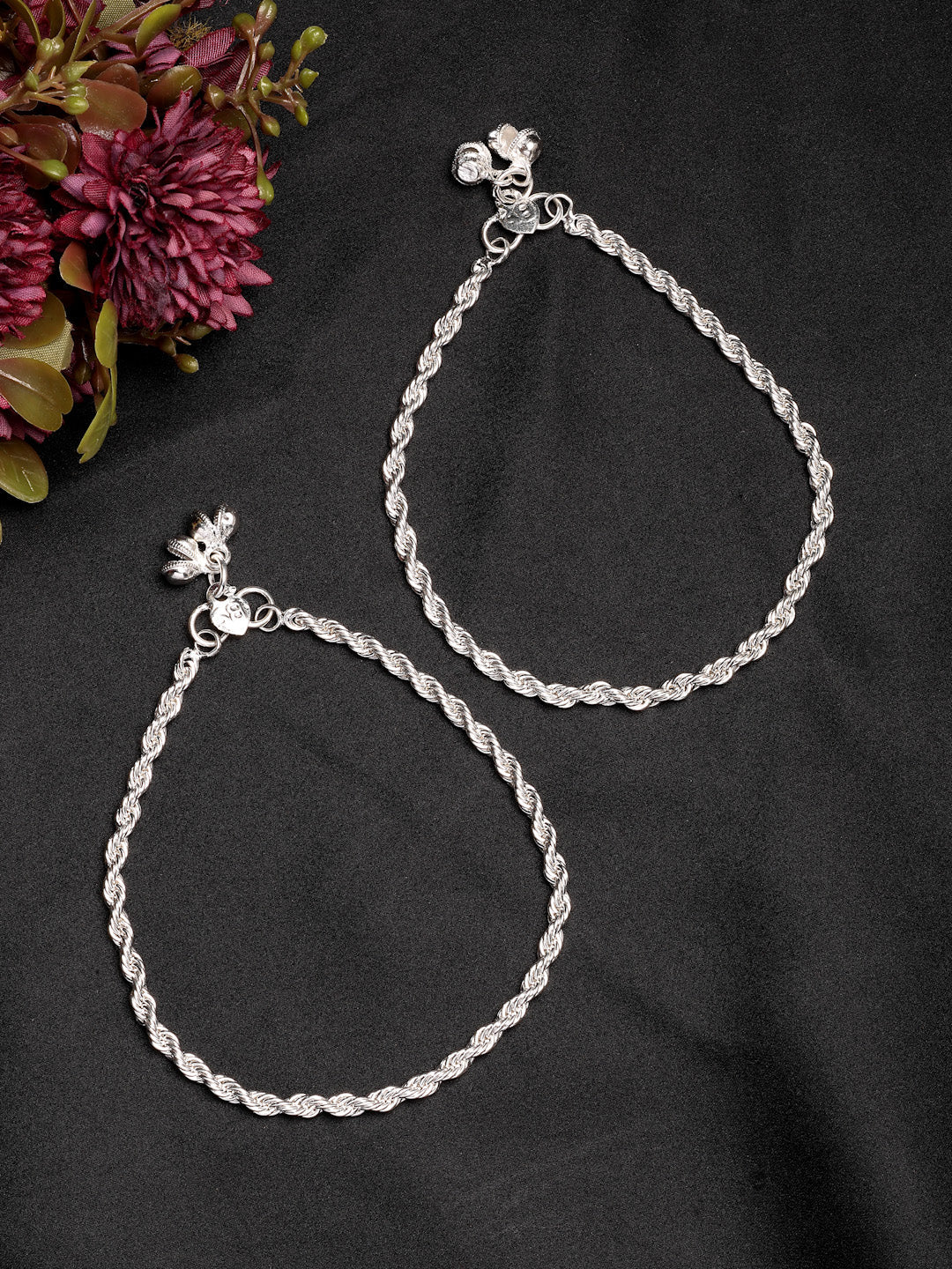 NVR Women's Pair of 2 Silver-Plated Anklets 