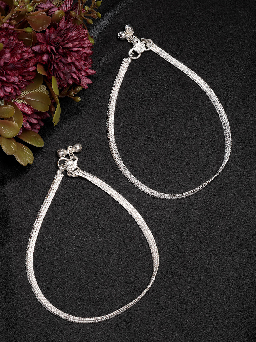 NVR Women's Set of 2 Silver-Plated Anklets