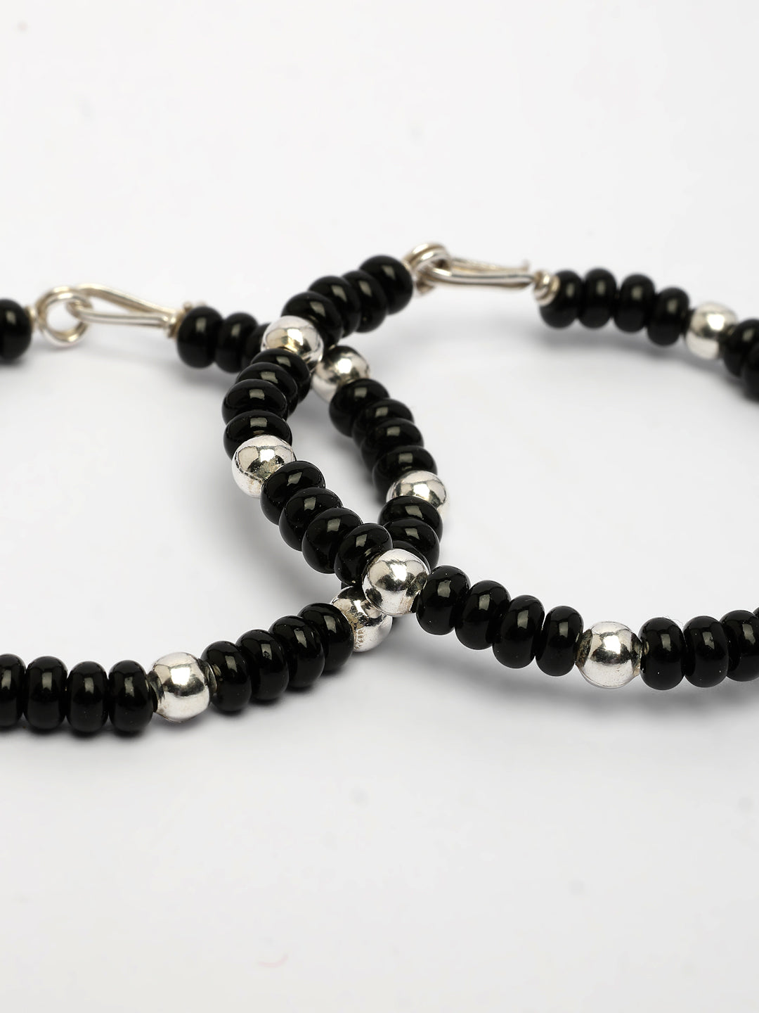 NVR Kids Set of 2 Rhodium-Plated Artificial Beads Nazariya Link Bracelet - Swadesiicart