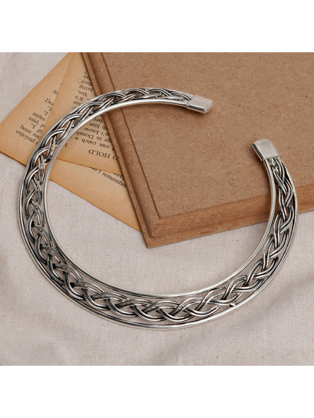 NVR Women's Silver-Plated Oxidized Statement Choker Necklace 