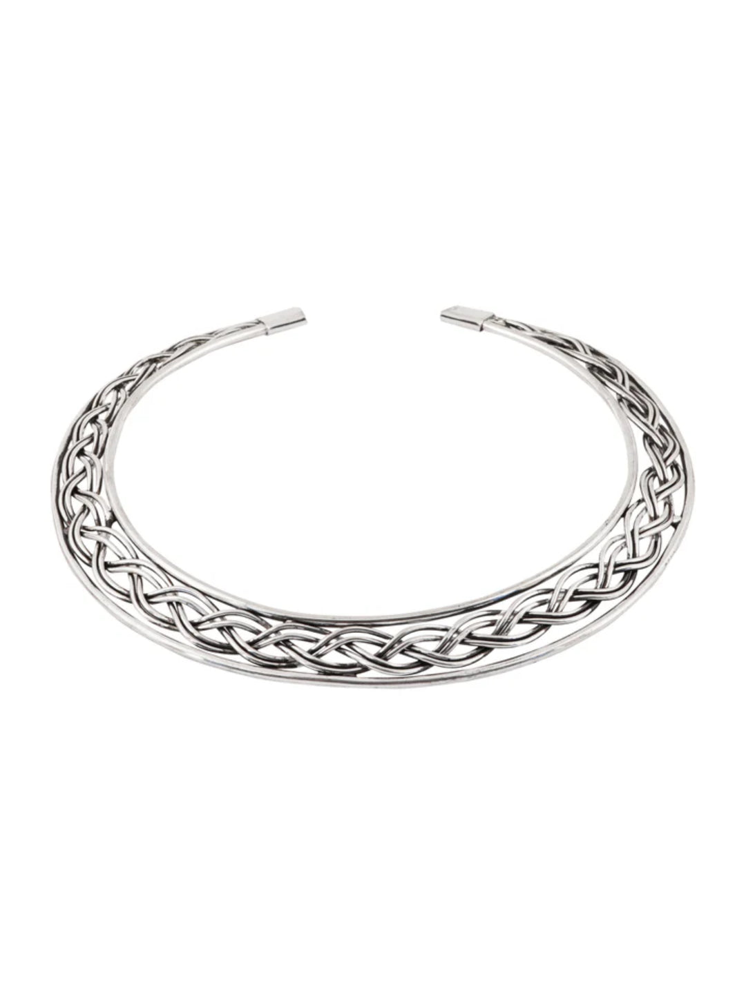 NVR Women's Silver-Plated Oxidized Statement Choker Necklace 
