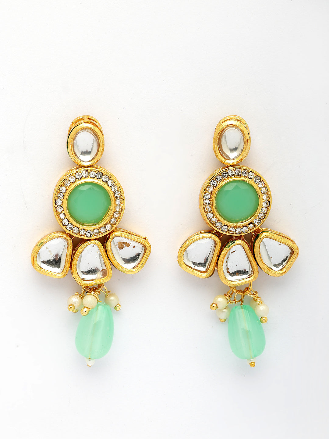 NVR Women Green Stones with Kundan Studded Long Jewellery Set NR Retail-NVR