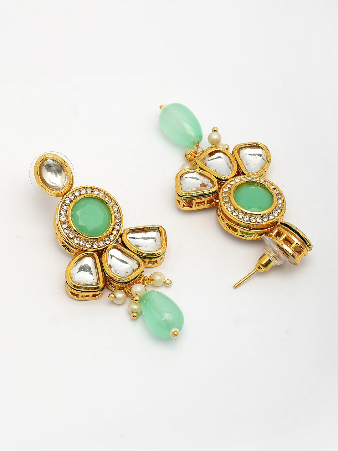 NVR Women Green Stones with Kundan Studded Long Jewellery Set NR Retail-NVR