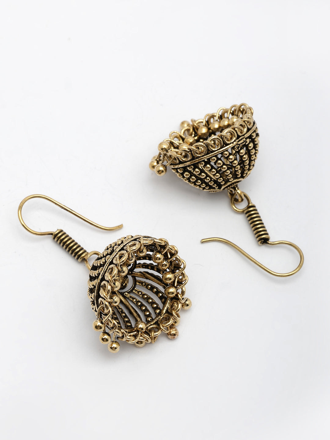 NVR Women Gold-Polished German Silver Jhumka Earrings NR Retail-NVR