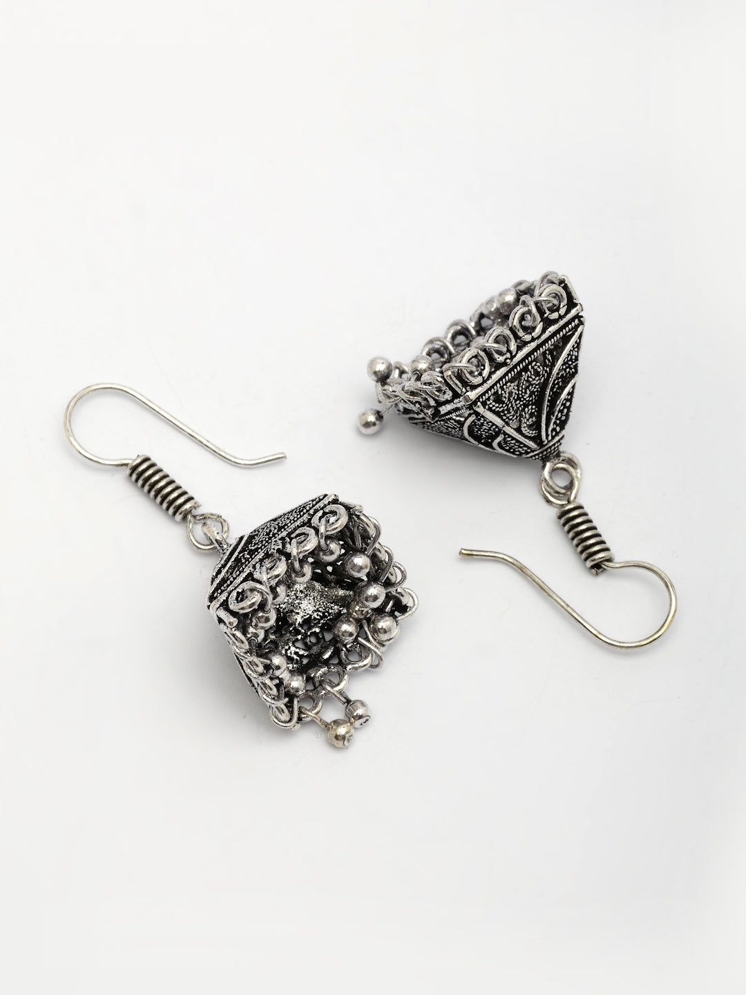 NVR Women's Oxidized Silver Plated Jhumka Earrings 