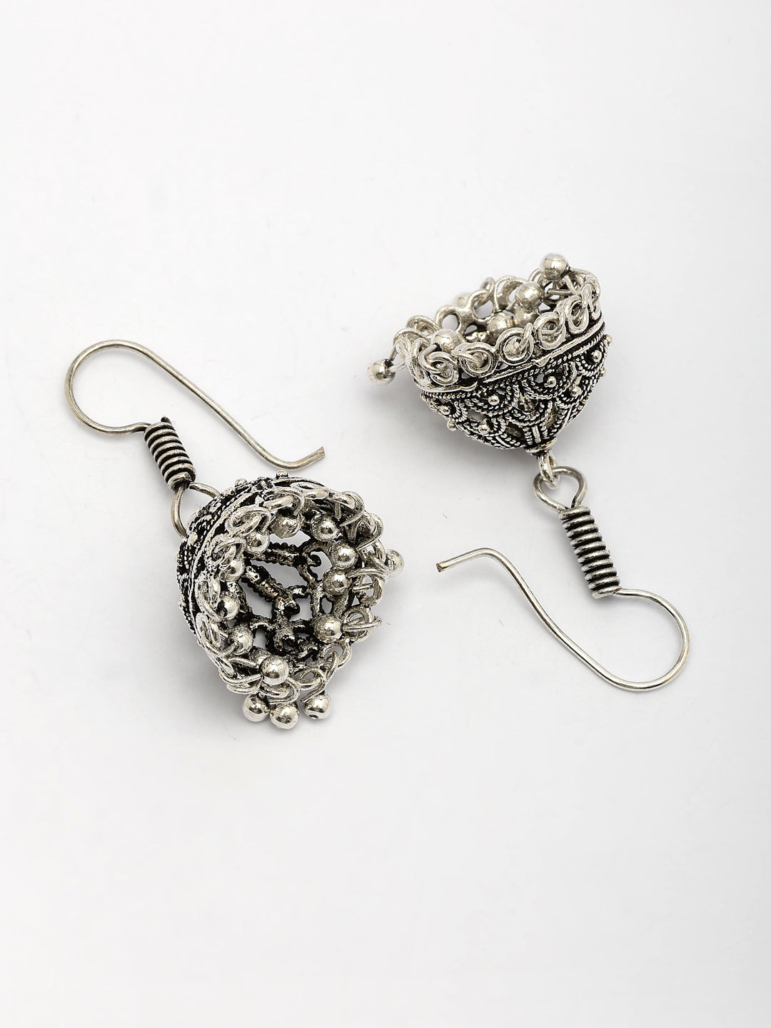 NVR Women Silver Plated German Silver Jhumka Earrings