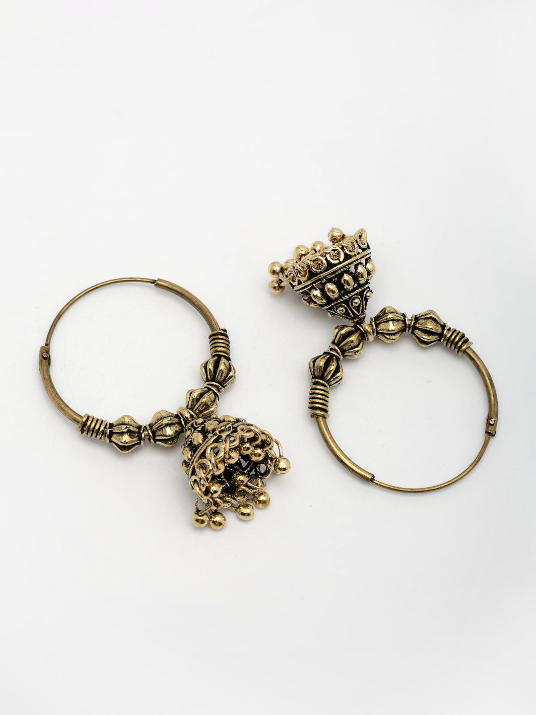 NVR Women's Traditional Set of 2 Oxidized Jhumka Earrings 