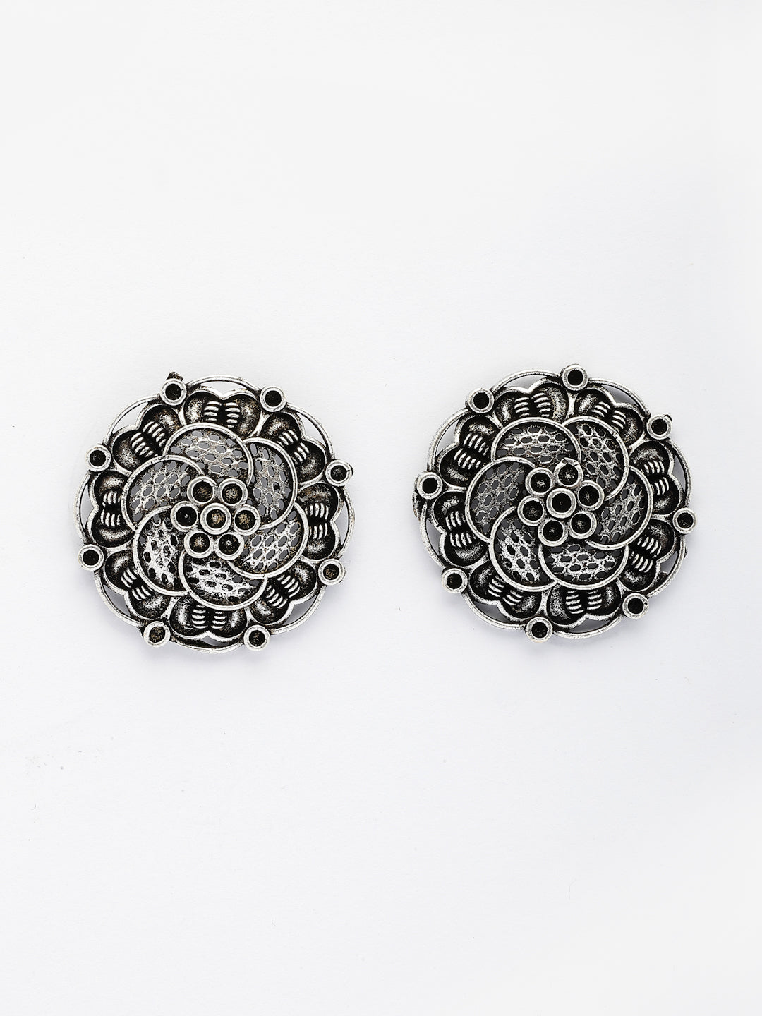 NVR Women's Set of 3 Silver Plated Oxidized Fashion Traditional Earrings NR Retail-NVR