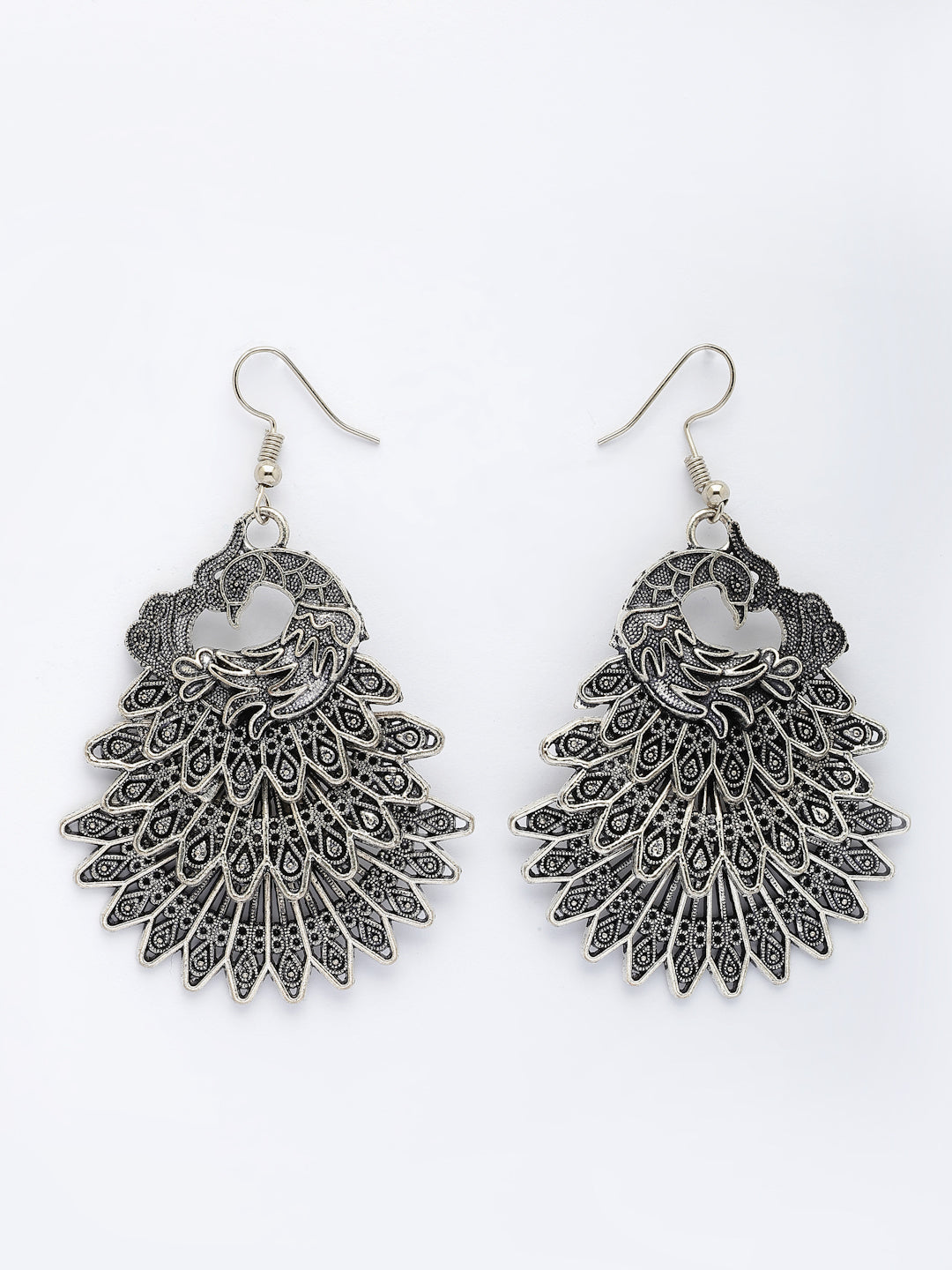 NVR Women's Set of 3 Silver Plated Oxidized Fashion Traditional Earrings NR Retail-NVR