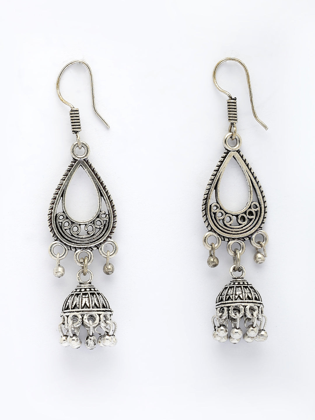 NVR Women's Set of 3 Silver Plated Oxidized Fashion Traditional Earrings NR Retail-NVR