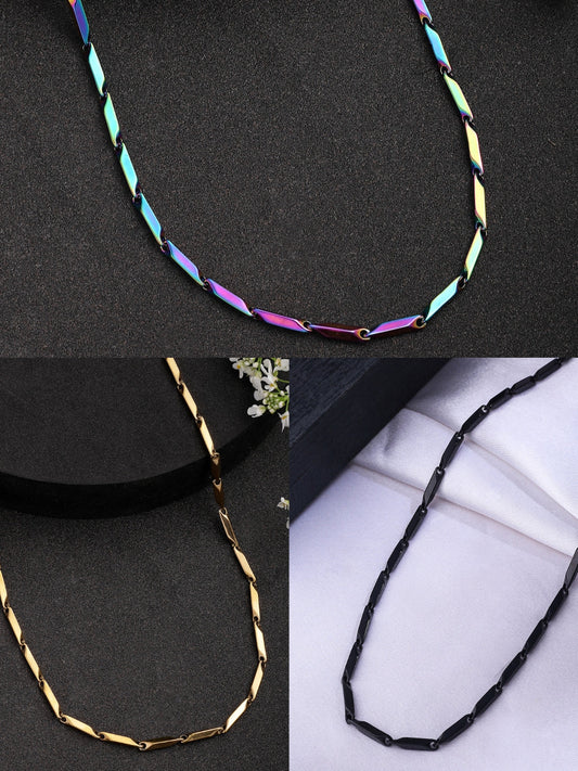 NVR Men Set of 3 Stainless Steel Stylish Chain 