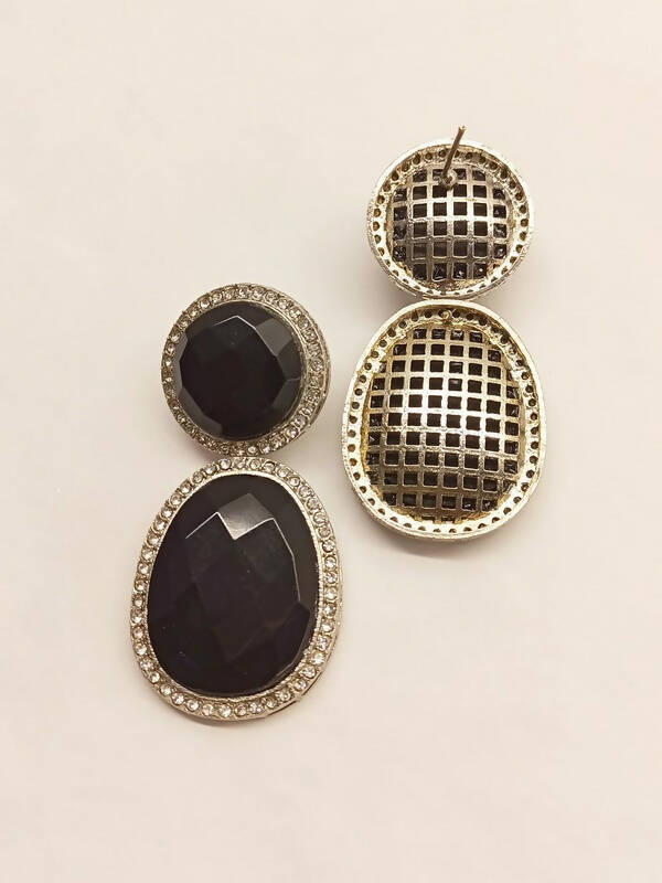 Smart Dangler With Rhino Stone Border Black Earrings For Women and Girls By House of Ree - Grab2buy