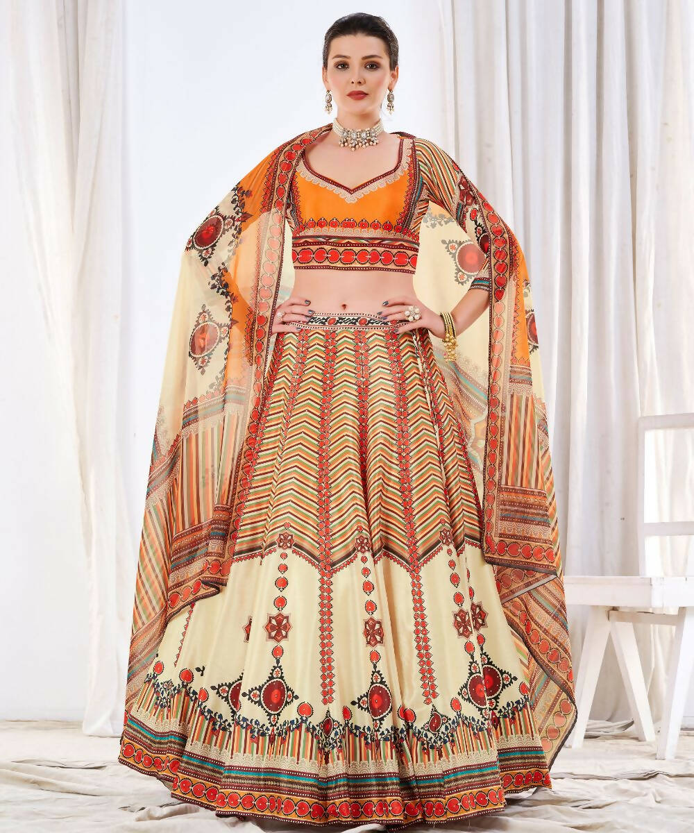 Wedding Designer Offwhite Chinon Lehengha Choli - Anbazaar - Grab2buy