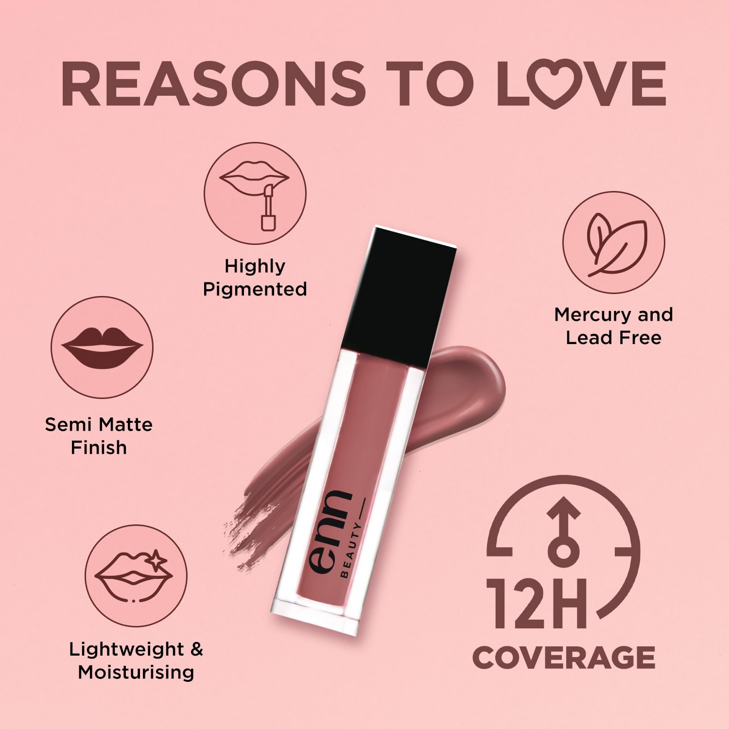Enn Semi Matte Red Liquid Lipstick - Dusty Mauve 