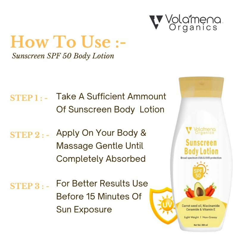 Volamena Sunscreen Body Lotion With Carrot Seed Oil Protects From UVA & UVB  Grab2Buy Volamena Grab2Buy
