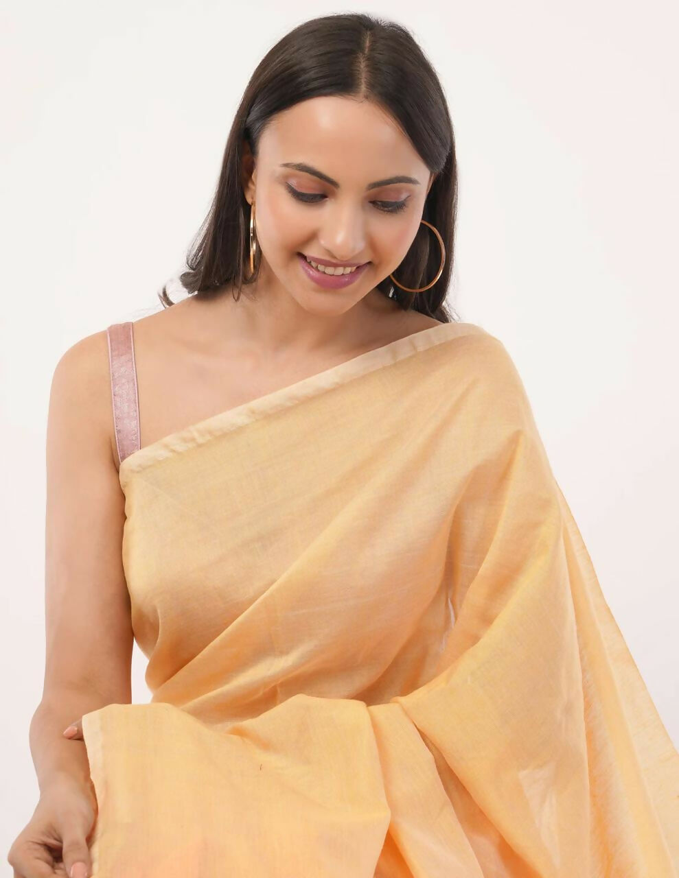Exclusive Collection Beautiful Khadi Cotton Cream Light Orange Light Yellow Handloom Grab2Buy 