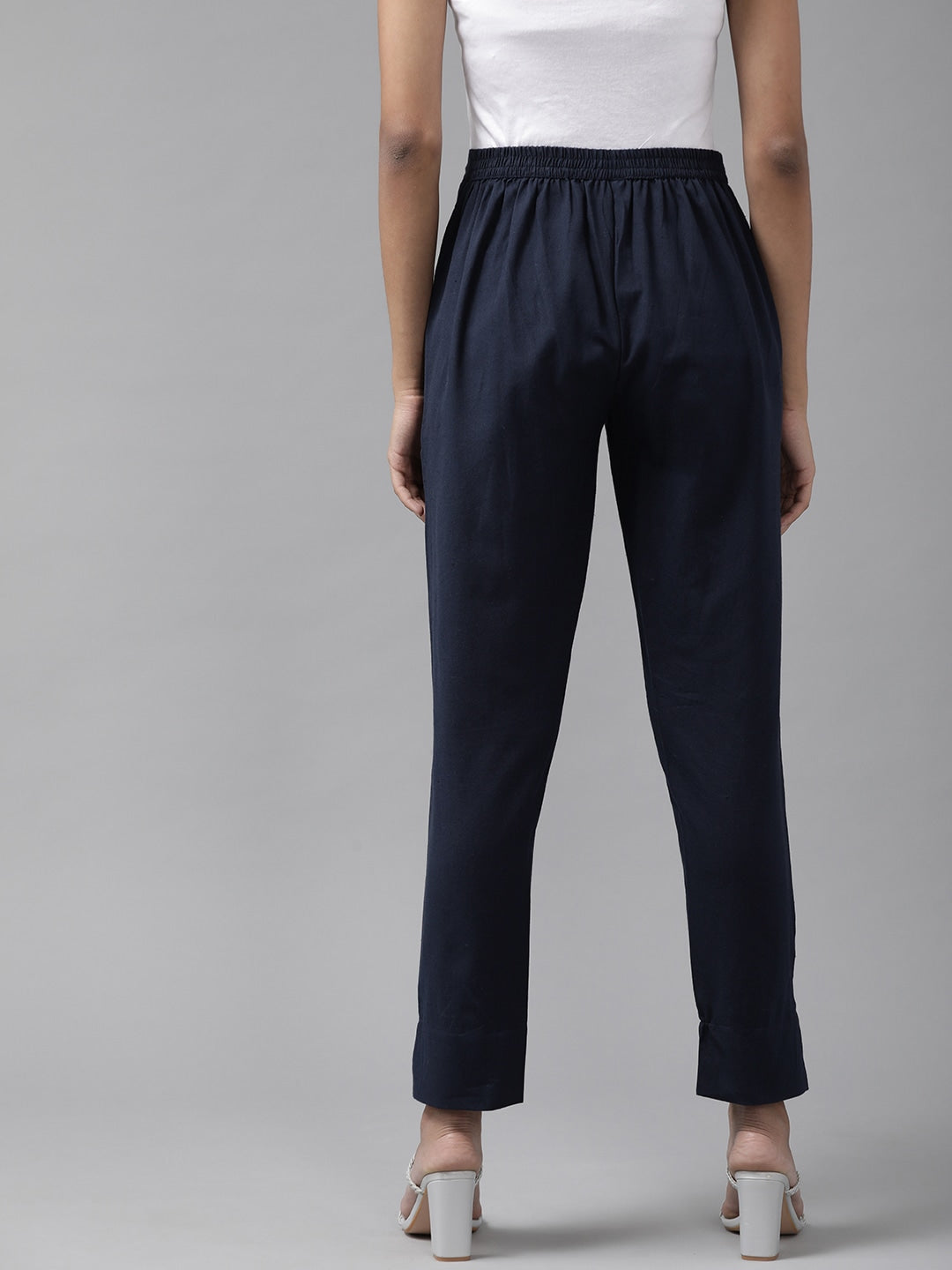 Yufta Navy Blue Cotton Fit Trousers  Grab2Buy Yufta Grab2Buy